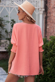 So Romantic Round Neck Dolman Sleeve Textured Blouse- 4 Colors (S-XL)