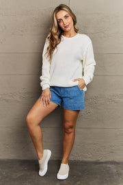 Cozy Season Waffle Sweater Pullover in Ivory (S-XL)