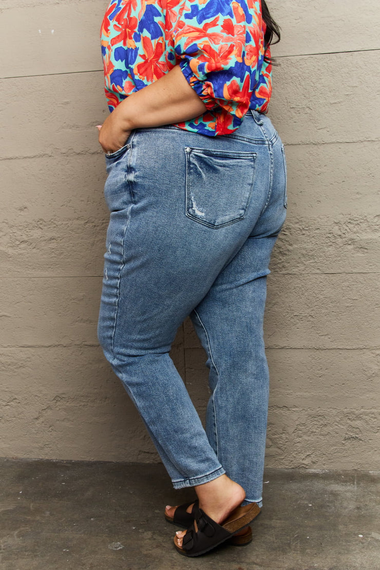 Judy Blue Kayla Full Size High Waist Distressed Slim Jeans(0-24W)