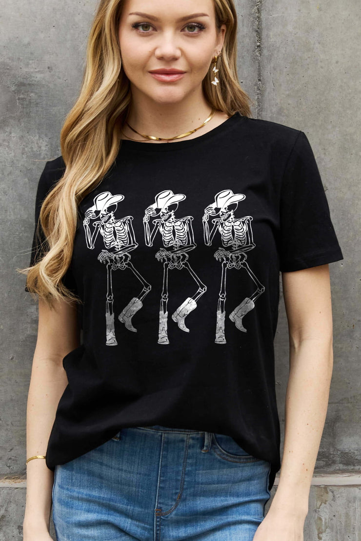 Triple Skeletons Graphic Cotton Tee (S-3X)