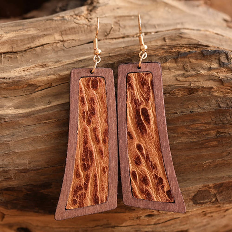 Geometrical Shape Wooden Dangle Earrings- 7 Styles