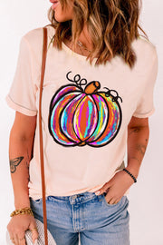 Color Me Pumpkin Graphic Round Neck T-Shirt (S-2X)