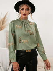 Gone Wild Mock Neck Puff Sleeve Blouse- 4 Colors (S-XL)