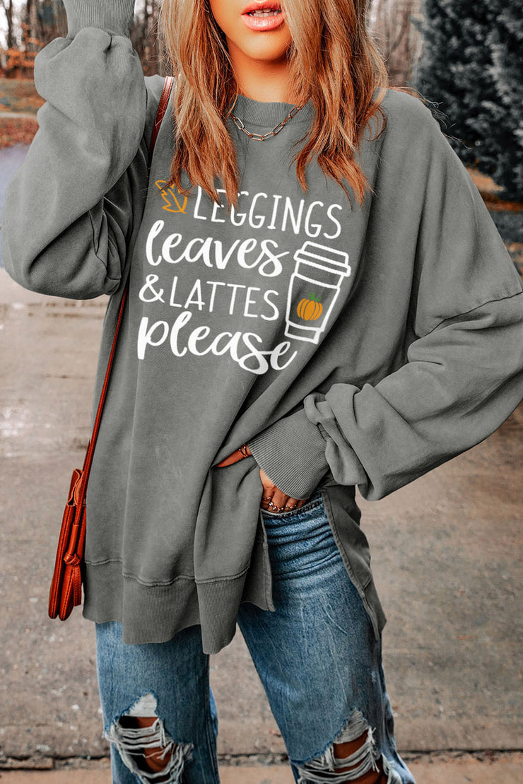 LEGGINGS LEAVES LATTES PLEASE Graphic Sweatshirt (S-XL)