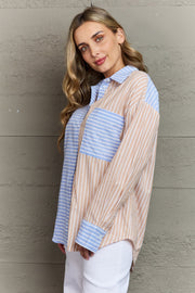 Quirky Charms Striped Multicolored Button Down Top