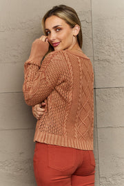 Soft Focus Wash Cable Knit Cardigan (S-3X)