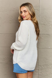 Cozy Season Waffle Sweater Pullover in Ivory (S-XL)