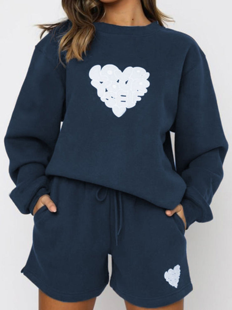 Gave You My Heart Sweatshirt and Shorts Set-3 Colors (S-XL)