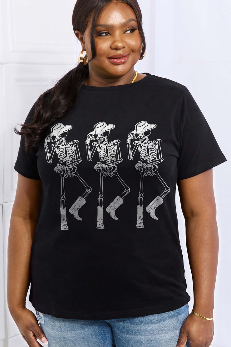 Triple Skeletons Graphic Cotton Tee (S-3X)