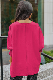 So Romantic Round Neck Dolman Sleeve Textured Blouse- 4 Colors (S-XL)